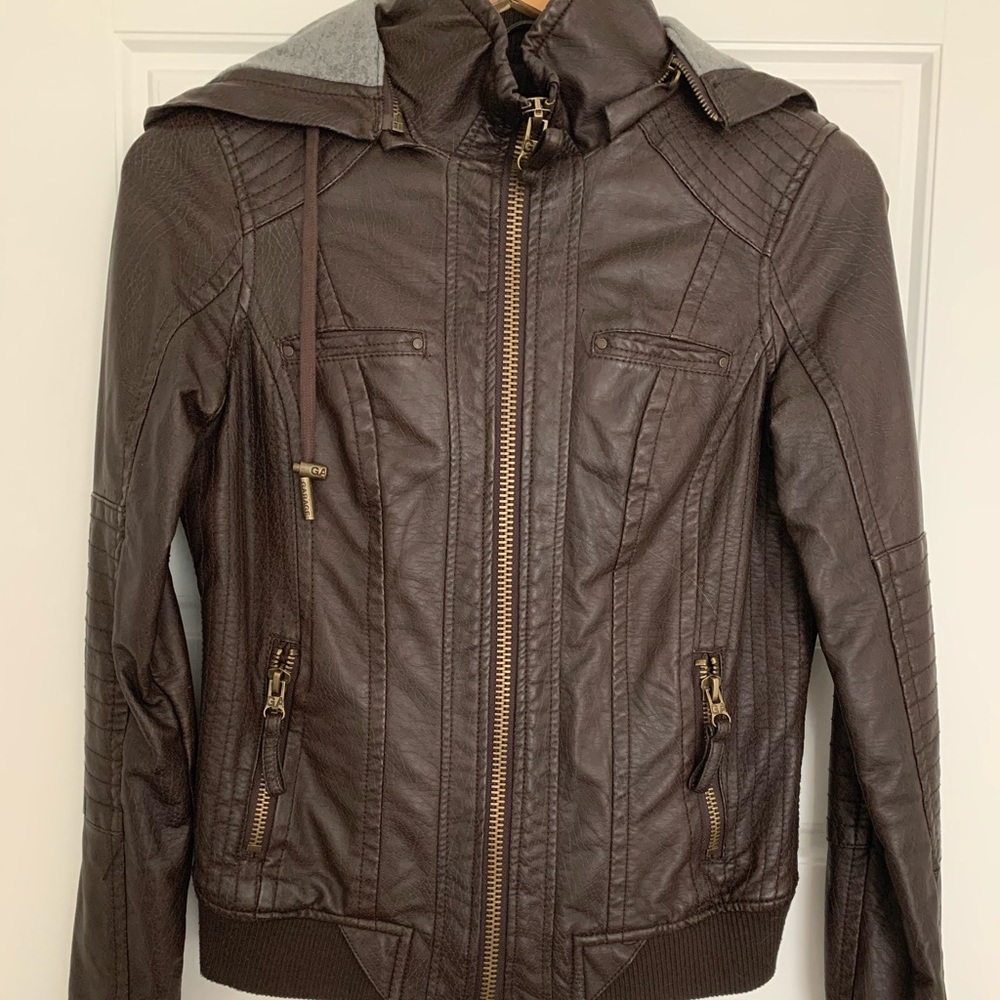 Leather bomber jacket